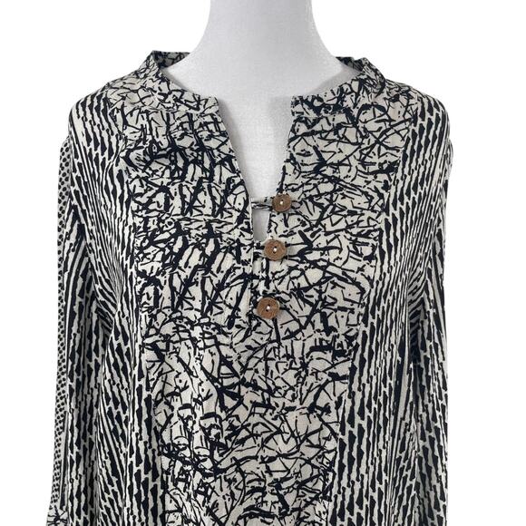 Soft Surroundings Raven Shift Dress Sz M Black White Flattering Boho Beachy NWOT - Picture 4 of 10